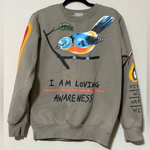 Kayne West Yeezy Wes Lang L Rare Grail Awareness Bird Crewneck Sweatshirt hbat
